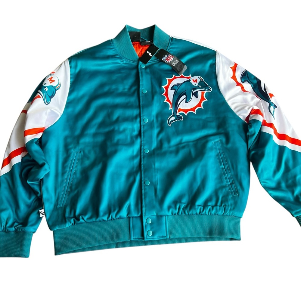 Miami Dolphins Logo Fanimation Chalk Line Jacket New with Tags!